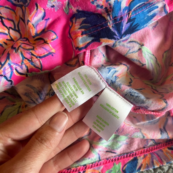 Lilly Pulitzer top womens small blue pink Lessa Off-The-Shoulder Top coastal - Picture 9 of 12